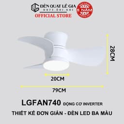 Thumbnail Quạt trần chung cư mini LGFAN740 | Quạt trần cổ ngắn cho bàn ăn, phòng ngủ đẹp, nhỏ gọn 2024 2