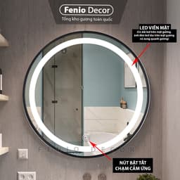 Thumbnail Gương đèn led cảm ứng FENIO hình tròn treo tường nhà tắm decor phòng ngủ phòng khách 2