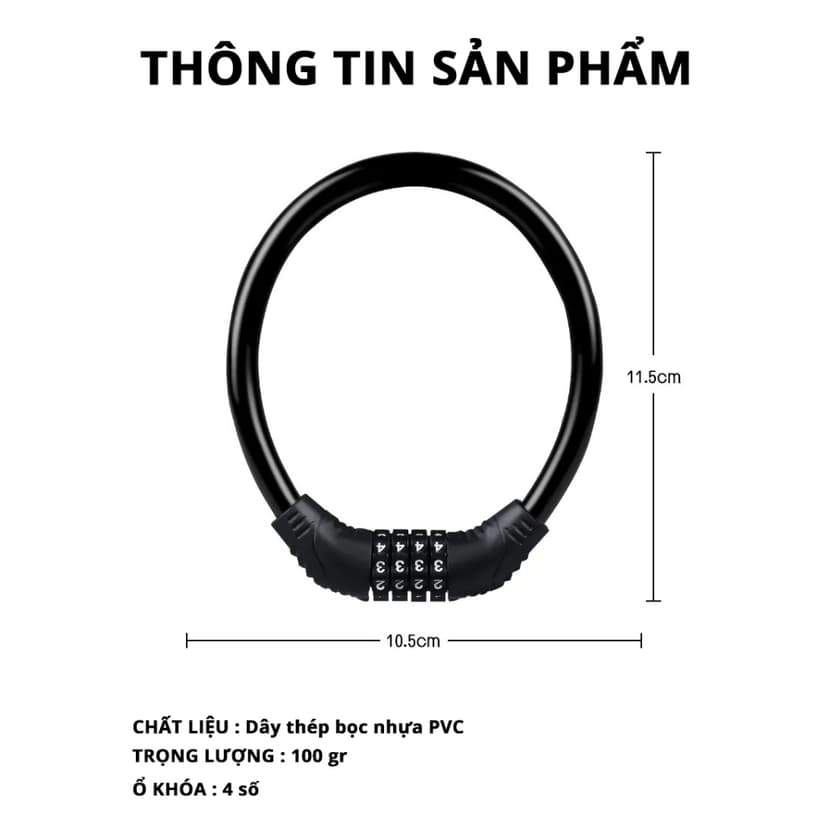Ảnh Khóa Dây Xe Đạp Cleacco – Boro Sport | Lõi Thép Chống Cắt – Mật Mã 4 Số – Bảo Hành 12 Tháng | Mẫu Mới 2025 3
