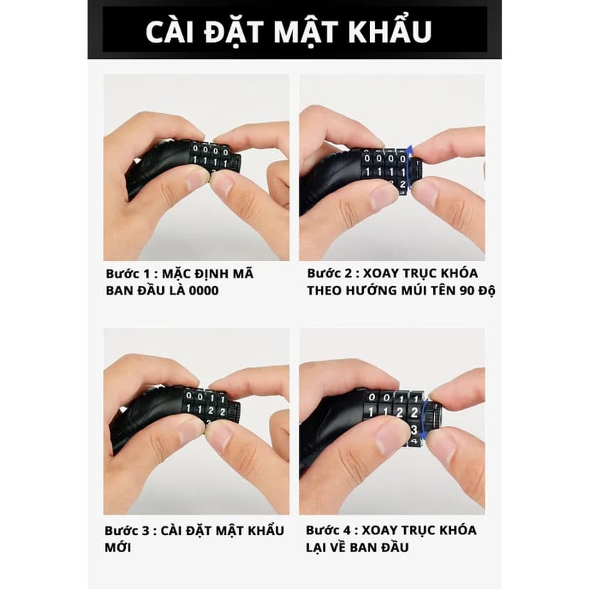 Ảnh Khóa Dây Xe Đạp Cleacco – Boro Sport | Lõi Thép Chống Cắt – Mật Mã 4 Số – Bảo Hành 12 Tháng | Mẫu Mới 2025 4