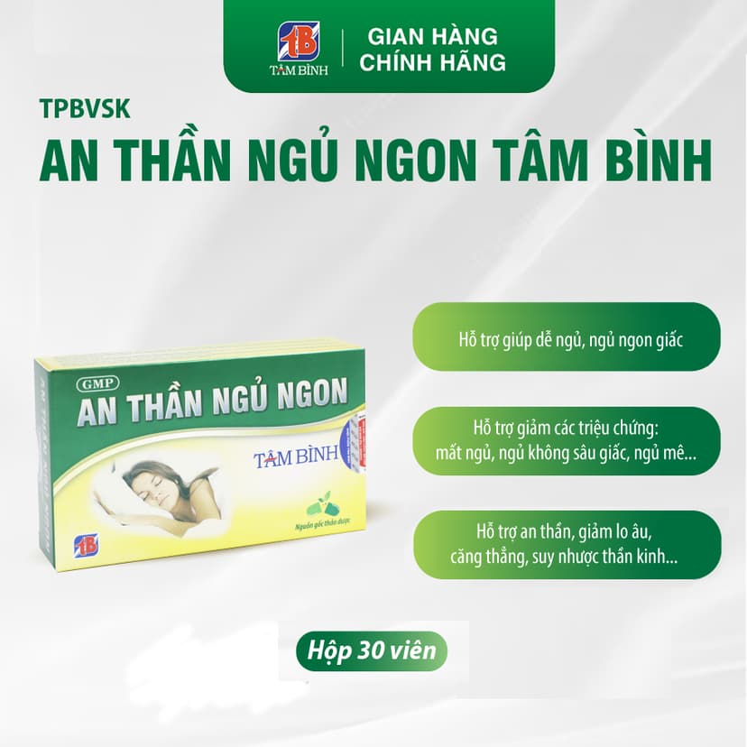 Ảnh An thần ngủ ngon Tâm Bình 30v - Hỗ trợ giảm mất ngủ, ngủ không sâu giấc, lo âu, căng thẳng, giảm stress 3