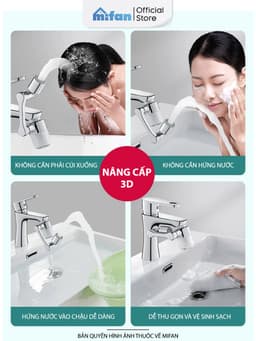 Thumbnail Đầu Lọc Nước Tại Vòi Bồn Rửa Mặt MIFAN - Đồng thau cao cấp, Tăng áp mạnh mẽ, Tay xoay 3 chiều 1080°, 2 chế độ phun 2