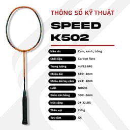 Thumbnail Vợt cầu lông 4U KUNO Speed K502 full carbon cao cấp, vợt cầu lông tấn công phản tạt được lựa chọn mức căng 2