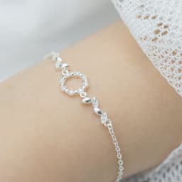 Thumbnail Lắc tay bạc nữ HELINO vòng tay đường tròn đá chấm bi mix lá đá xinh xắn V12 2