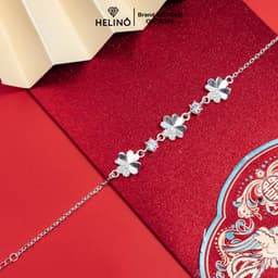 Thumbnail Lắc tay bạc nữ HELINO vòng tay cỏ 4 lá may mắn đính đá, trang sức phụ kiện lấp lánh V01 3
