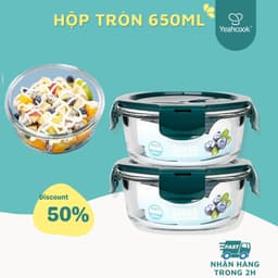 Thumbnail Hộp đựng cơm thủy tinh tròn, hộp đựng canh Yeahcook Borosilicate Glass Bowl 1