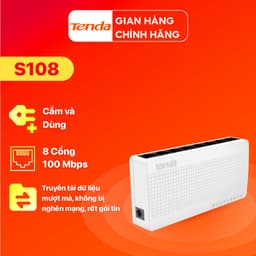 Thumbnail Bộ Chia Mạng Switch Để Bàn Tenda S108 8 Cổng 10/100Mbps - Hàng Chính Hãng 1