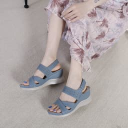 Thumbnail Giày Sandal Nữ Đế Xuồng 6Cm Quai Chéo Phong Cách Thời Trang Âu Mỹ 2024 Sang Trọng Đi Làm Đi Chơi Đi Tiệc(Ms042) 3