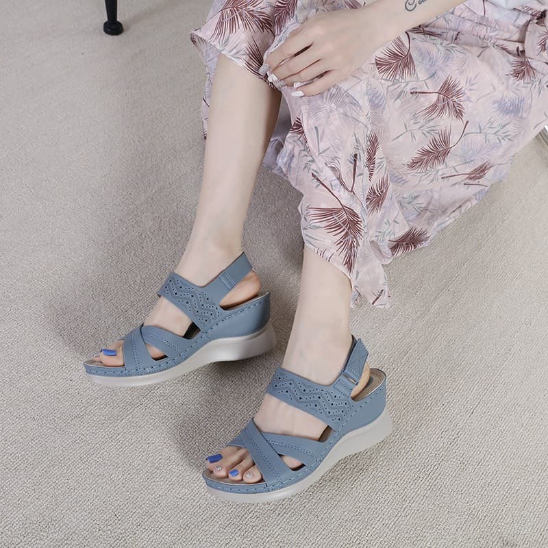 Ảnh Giày Sandal Nữ Đế Xuồng 6Cm Quai Chéo Phong Cách Thời Trang Âu Mỹ 2024 Sang Trọng Đi Làm Đi Chơi Đi Tiệc(Ms042) 3