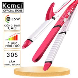 Thumbnail Máy làm tóc đa năng 3in1 duỗi uốn bấm KEMEI KM-3304 tạo kiểu tóc dễ dàng như là tóc ép tóc dập xù - Phân phối chính hãng 1