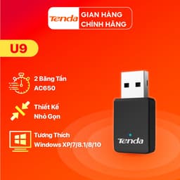 Thumbnail Bộ Chuyển Đổi USB WiFi Tenda U9 Chuẩn AC Tốc Độ 650Mbps - Hàng Chính Hãng 1