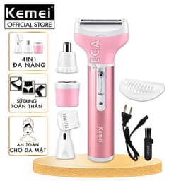 Thumbnail Máy tẩy lông 4in1 đa năng mini Kemei KM-6637 chuyên dùng cạo lông toàn thân sử dụng pin sạc tiện lợi 1