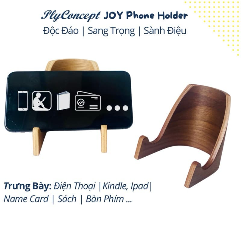 Ảnh Giá đỡ điện thoại Nằm Ngang, Kindle, Name card gỗ uốn cong PlyConcept Phone Holder 4