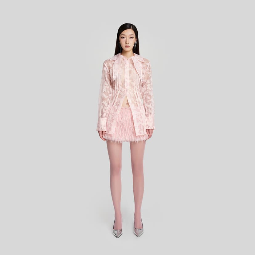 Ảnh DEAR JOSÉ - Áo sơ mi cổ cánh hồ điệp vải organza hồng - Mothra 3