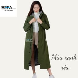 Thumbnail Áo choàng áo mưa dáng dài măng tô đi đường tránh mưa tránh rét, có dây rút eo, 2 lớp phủ chống thấm nước, hàn nhiệt 4
