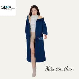 Thumbnail Áo choàng áo mưa dáng dài măng tô đi đường tránh mưa tránh rét, có dây rút eo, 2 lớp phủ chống thấm nước, hàn nhiệt 2