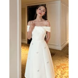 Thumbnail BBSTORE’S Đầm Dài Dự Tiệc 2 Dây Trễ Vai Phối Nơ Đá Sang Trọng - D3054 4