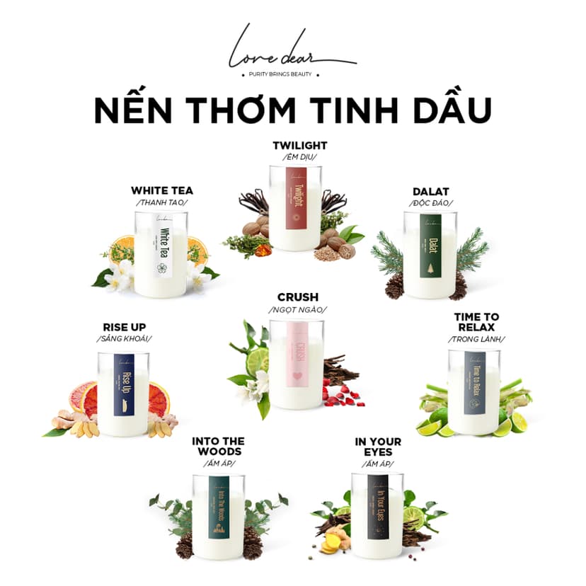 Ảnh Nến Thơm Phòng Tinh Dầu Cao Cấp LoveDear - Trang Trí Decor 100g & 200g 1