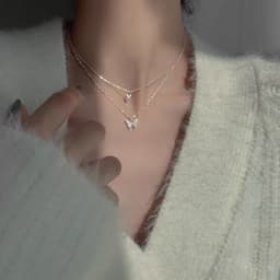 Thumbnail Dây chuyền bạc Kép cánh bướm thiên thần, Dây chuyền Tiệm bạc 21Centimeters 2