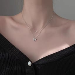Thumbnail Dây chuyền bạc Kép cánh bướm thiên thần, Dây chuyền Tiệm bạc 21Centimeters 3