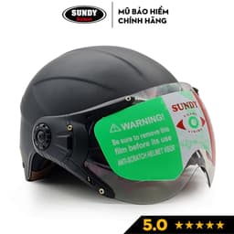 Thumbnail Nón bảo hiểm nửa đầu có kính SUNDY Helmets HP06K, Freesize (vòng đầu 57-61cm) cho nam và nữ 1