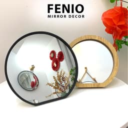 Thumbnail Gương để bàn trang điểm viền khung gỗ gương hình tròn khuyết 1