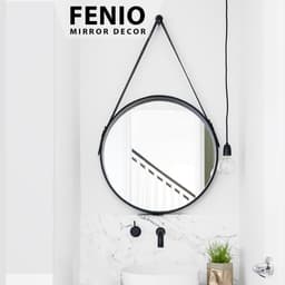 Thumbnail Gương treo tường decor phòng ngủ FENIO Decor, gương trang điểm có 4 MÀU SẮC viền hình tròn hình vuông dây da dây thừng 1