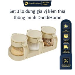 Thumbnail Set 3 hũ (lọ) đựng gia vị kèm khay DandiHome 250ml thủy tinh cao cấp tặng muỗng 1