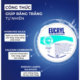 Thumbnail Bột Bạc Hà Giúp Sạch Miệng Trắng Răng, Hơi Thở Thơm Mát Eucryl Toothpower 50g 4