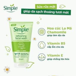Thumbnail Sữa rửa mặt Simple Kind To Skin Refreshing Facial Wash 150ml làm sạch da giúp da mềm mịn 3
