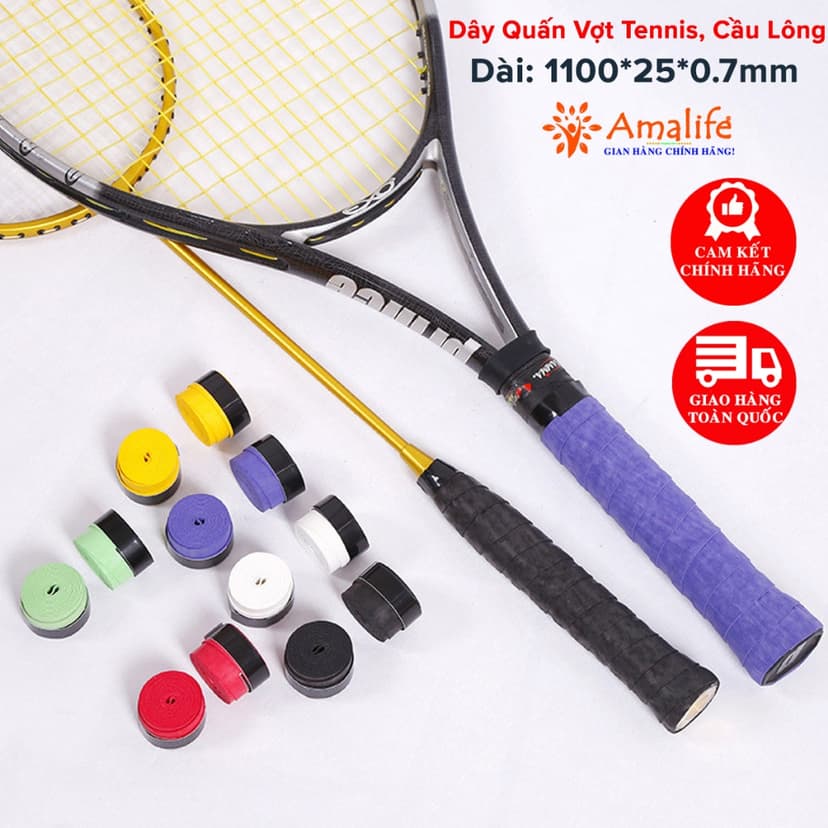 Ảnh Cuốn Cán Vợt Tennis, Cầu Lông PU Cao Cấp Dài 1100*25*0.7mm Chính Hãng Amalife (1 cái) 1
