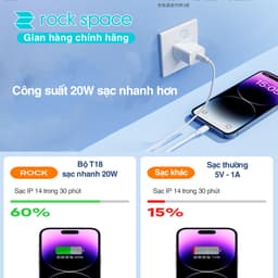 Thumbnail Củ sạc nhanh PD 20W Rockspace T18 cổng ra typeC - hàng chính bảo hành 12 tháng 1 đổi 1 3