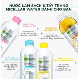 Thumbnail Nước Tẩy Trang GARNIER Làm Sạch Sâu Micellar Cleansing Water Phù Hợp Cho Loại Da (50ml/125ml/400ml) 2