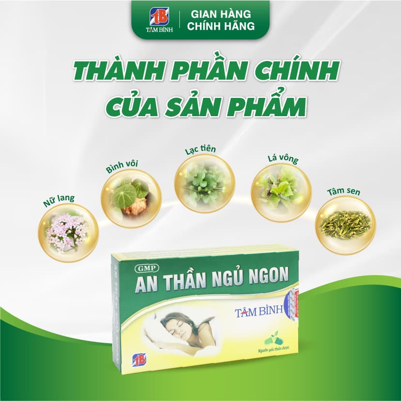 Ảnh An thần ngủ ngon Tâm Bình 30v - Hỗ trợ giảm mất ngủ, ngủ không sâu giấc, lo âu, căng thẳng, giảm stress 2