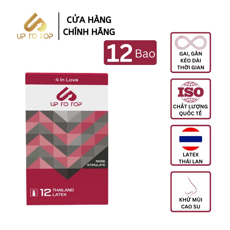 Ảnh Bao Cao Su UP 4 In Love Kéo Dài Thời Gian có Gai Gân Hộp 12 bao + Tặng Hộp 3 + Tặng quà hấp dẫn 1