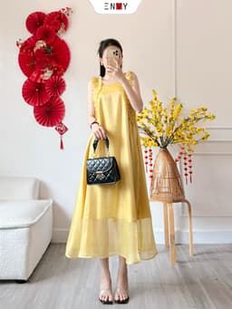Thumbnail Đầm Dáng Dài Rộng Chữ A Có Túi 2 Bên ENVY D277 3
