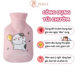 Thumbnail Bộ quà tặng túi chườm bụng nóng lạnh ngày dâu Puha, phiên bản gift box tâm lý 350ml YT01 màu xanh 4