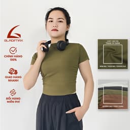 Thumbnail Áo Croptop cộc tay Gladimax F88 chất thun cotton co giãn, cổ cao, nhún eo cá tính, trẻ chung 1