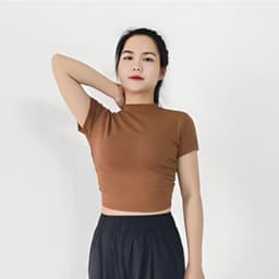 Thumbnail Áo Croptop cộc tay Gladimax F88 chất thun cotton co giãn, cổ cao, nhún eo cá tính, trẻ chung 2