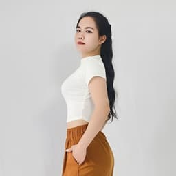 Thumbnail Áo Croptop cộc tay Gladimax F88 chất thun cotton co giãn, cổ cao, nhún eo cá tính, trẻ chung 4