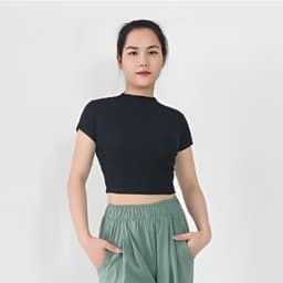 Thumbnail Áo Croptop cộc tay Gladimax F88 chất thun cotton co giãn, cổ cao, nhún eo cá tính, trẻ chung 3