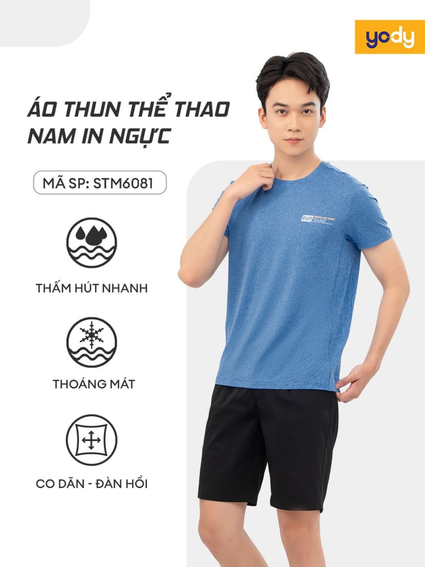 Ảnh Áo thun thể thao nam YODY áo ngắn tay cổ tròn chất co giãn, thoáng mát, thấm hút tốt STM6081 1