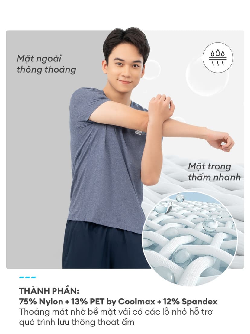 Ảnh Áo thun thể thao nam YODY áo ngắn tay cổ tròn chất co giãn, thoáng mát, thấm hút tốt STM6081 2
