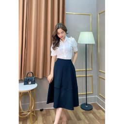 Thumbnail Chân váy xoè công sở SEFA 2 túi dáng dài basic màu đen và be có bigsize đến 65kg 1