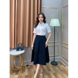 Thumbnail Chân váy xoè công sở SEFA 2 túi dáng dài basic màu đen và be có bigsize đến 65kg 2