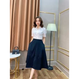 Thumbnail Chân váy xoè công sở SEFA 2 túi dáng dài basic màu đen và be có bigsize đến 65kg 3