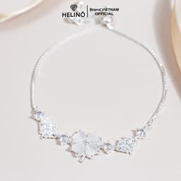 Thumbnail Lắc tay bạc nữ HELINO dây rút cỏ bốn lá đính đá mắt mèo cao cấp trang sức cá tính V18 2
