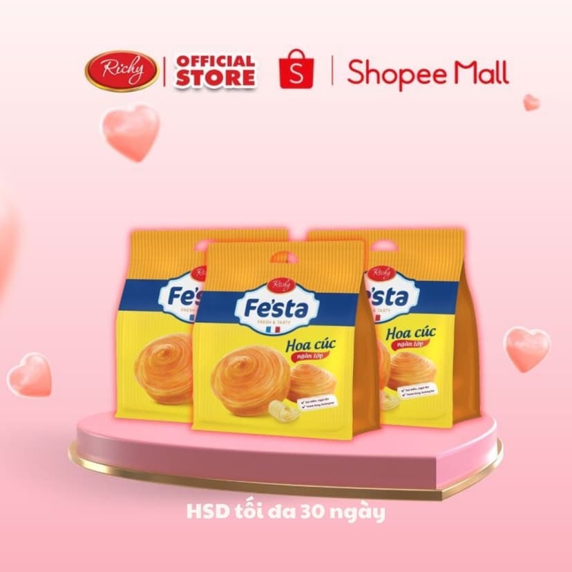 Ảnh [CÓ VỊ MỚI!!!] Combo 6 túi bánh mì hoa cúc ngàn lớp Fe'sta Richy 3