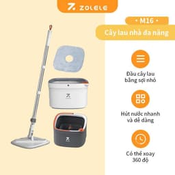 Thumbnail Bộ cây lau nhà ZOLELE 360 độ tự vắt 2 ngăn tách riêng nước bẩn M16 - Chính hãng 2
