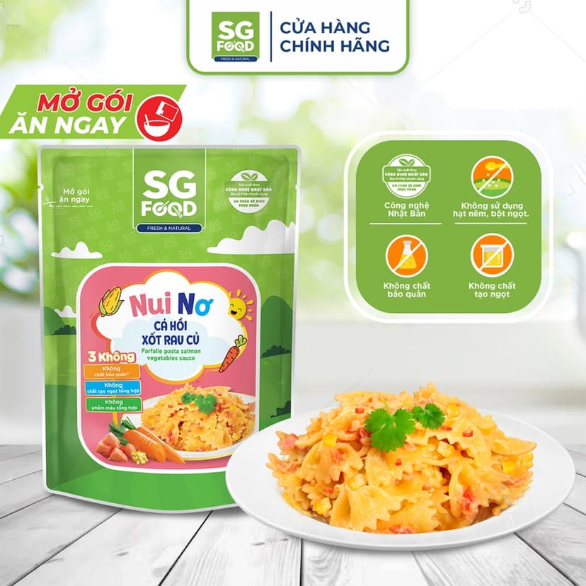 Ảnh Nui nơ Cá hồi xốt rau củ Sài Gòn Food 200g 2